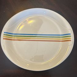 Vintage Syracuse China Rainbow Striped SPECTRUM Plates Platters 12" & 11-1/4"