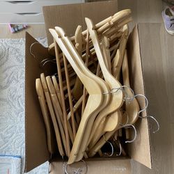 Box Of Wooden Hangers