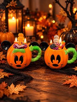 Disney Mickey & Minnie Halloween Pumpkin Mugs Candle