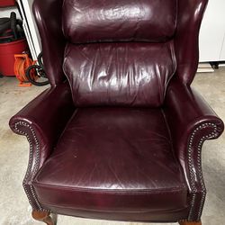 Vintage Leather Wingback Chair And Ottoman 
