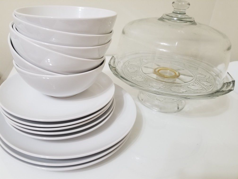 Ikea plates and bowls and cake display stand ALL FOR JUST $30