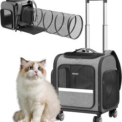 Pet Carrier Backpack With Expandable Tunnel And Optional Wheels