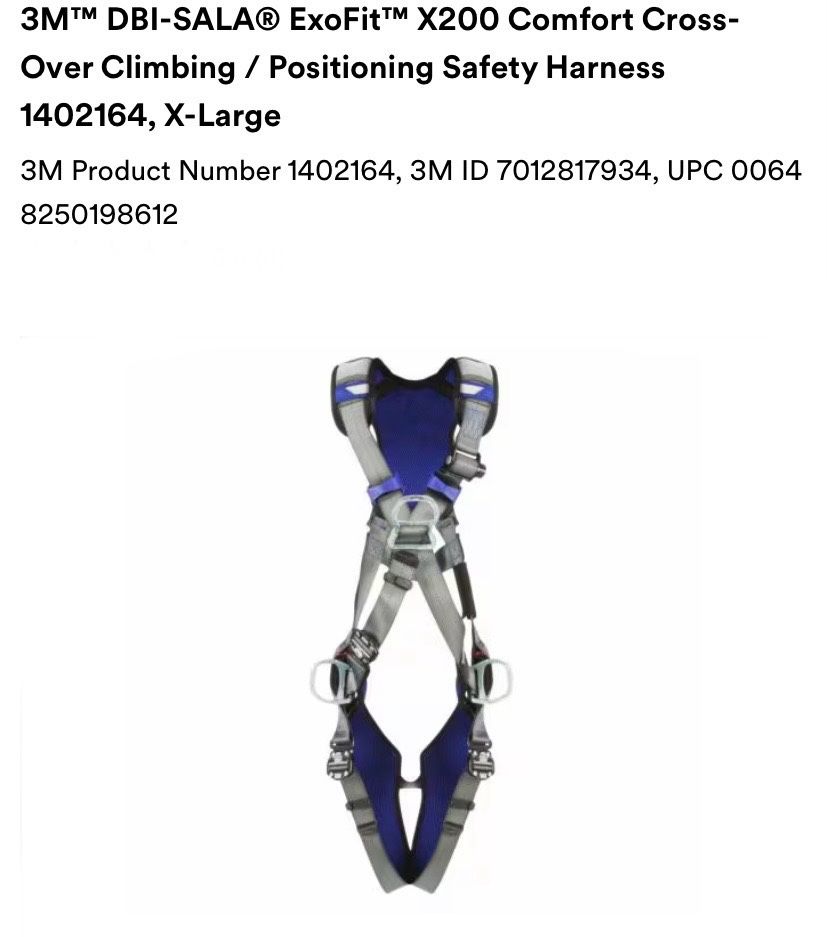 π οΈ 3M DBI-SALA ExoFit X200 Comfort Crossover Safety Harness β XL π οΈ β
Brand New, in original packaging β
Latest model β
Size XL β perfect for climb