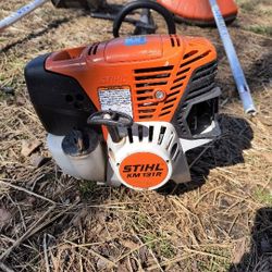 Stihl Km 131 R with brush cutter...tiller... adjustable hedge trimmer set 