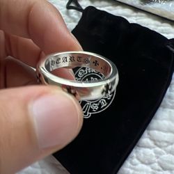 CHROME HEARTS NEGATIVE CH PLUS SILVER RING size 9