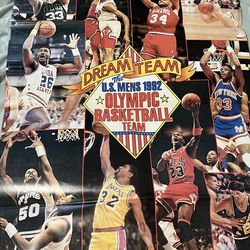 Vtg 1992 USA Basketball Olympic Dream Team Poster Book Kids Books RARE