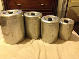 Tin canisters,flour , sugar tea and coffee