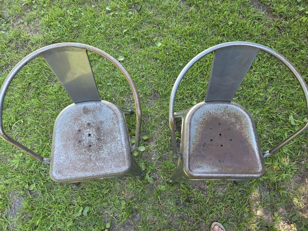Industrial Metal Arm Chairs