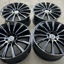 20” Mercedes S550 OEM Factory S63 Genuine Gloss Black Wheels Staggered
