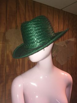 Green woven hat