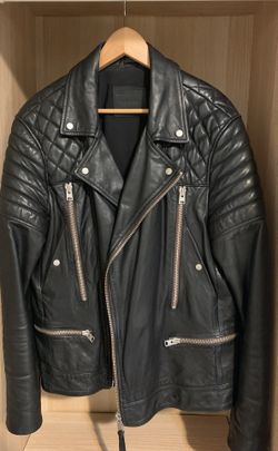 MENS ALL SAINTS FULL LEATHER BIKER JACKET SZ XL BRAND NEW LITERALLY
