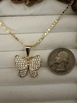 GoldPlated Butterfly CZ Pendant Necklace