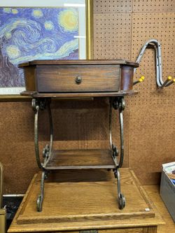 Nightstand end table two piece set pair nice metal legs wood