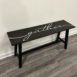 Distressed “Gather” Wood Bench