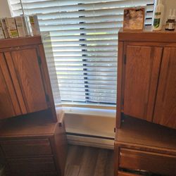 2 Brown Wooded Shelves