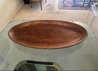 Huge Extra Large Oval Solid Wood Carved 30” Platter Tray Shallow Fruit Bowl Centerpiece