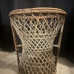Vintage Rattan Bamboo Cane Plant Stand 