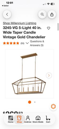 Millennium Lighting 3245-VG 5-Light 40 in. Wide Taper Candle Vintage Gold Chandelier