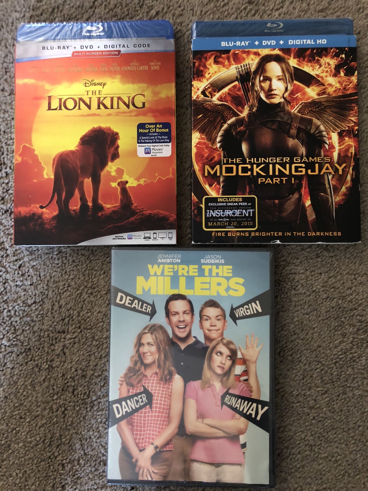 New/Unopened DVD’s - Lion king, Hunger Games etc.
