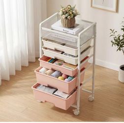 Rolling Craft Cart with 5 Drawers, Craft Cart with Wheels, Art Cart Organizer and Storage, Rolling Utility Cart with Handles for Organizing Crafts, Ya