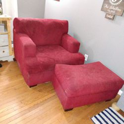 Red Chair Plus Ottoman