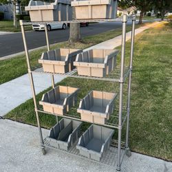 Metal Shelves with Wheels & container/ Storage Shelves 