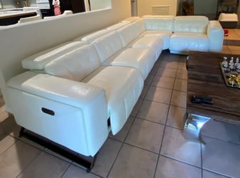 White Leather reclining Sofa
