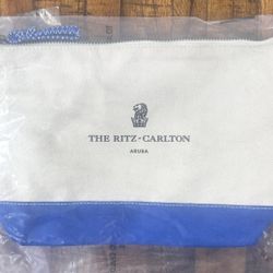 NEW Ritz-Carlton Aruba Canvas Tote Boat Bag Blue & White. Factory Sealed. Luxury Sustainable 5 Star Resort  Logo Ethical, using biodegradable material