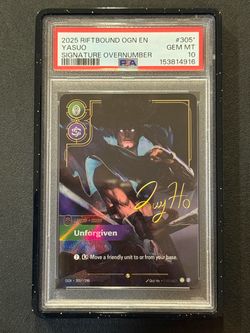 Riftbound League Of Legends Yasuo Unforgiven 305* Signature Overnumber PSA 10