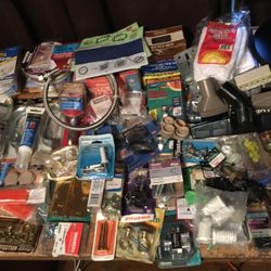 Huge Lot Of Random Household Repair Items Nails Screws Door Handles Brackets Tub And Wall Sealer Faucet Extension Hooks Fasteners Full List