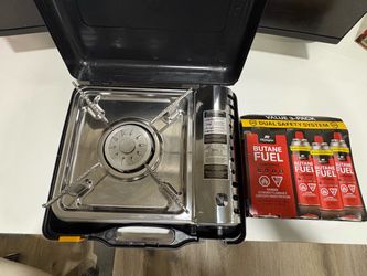 Sterno Portable Butane Stove + Carrying Case & 3 Fuel Cans – $40 OBO