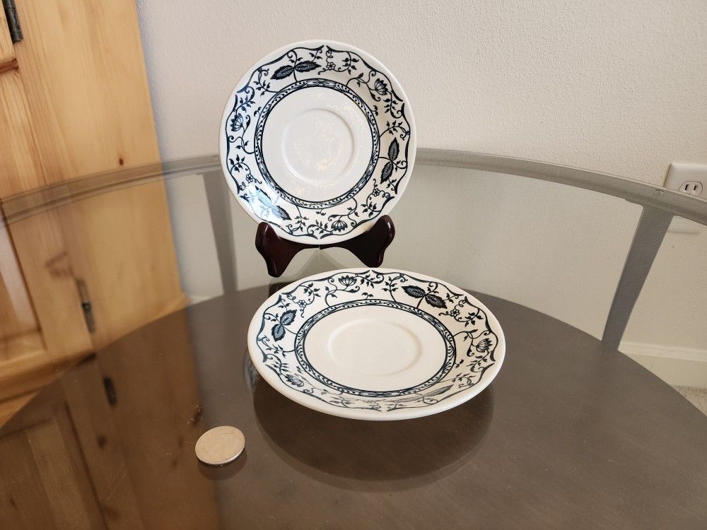 Royal USA BLUE ONION 2 Saucers - Cavalier Vintage Porcelain