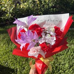 Soap Flower Bouquet 💐 Handmade Red & Purple Gift Set