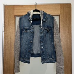 Denim Jacket W/ Fabric Sleeves