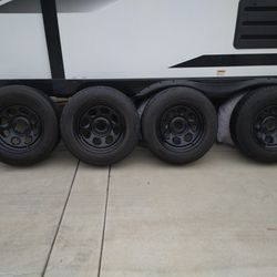 Set of (4) BLACK ROCK Rims w/ Tires