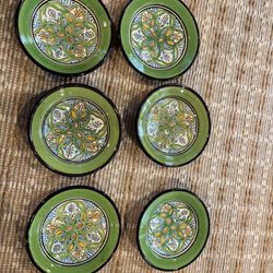 Set of 6 Handmade Moroccan  9” Ceramic Plates – Hand-Painted