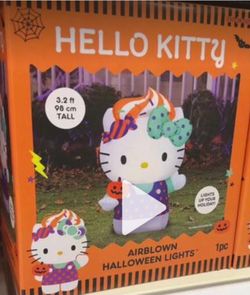 HELLO KITTY®️🎃🎀Halloween Cup Cake🎀🎃3.2ft Light Up Inflatable