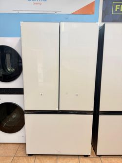 Samsung Bespoke 30 cu. ft. Standard Depth 3-Door French Door Smart Refrigerator in White Glass with Autofill Water Pitcher