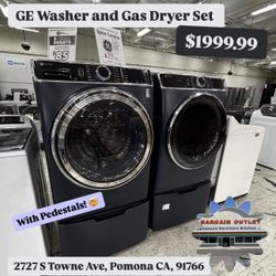 GE Washer & Gas Dryer Set w/ Pedestals – Open Box Deal! $1999.99