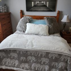Full Wood Bed Frame With Mattress If Wanted.