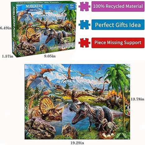 BRAND NEW 200 Piece Dinosaur Puzzle Educational Gift Toy for Kids Ages 6-12