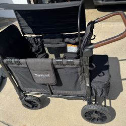 WonderFold W2 Luxe Double Stroller Wagon Black With Accessories 