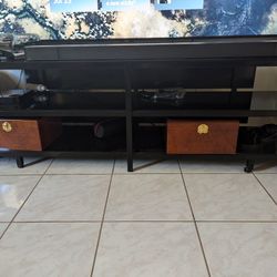 Large Black Glass TV Stand