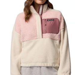 Columbia Women's Lodge Pullover Sherpa Pink and Cream Fleece  Size M