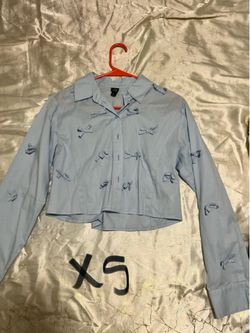 Blue button top