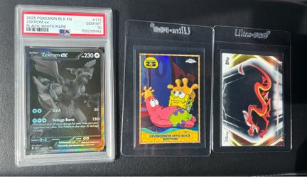 Ultra Rare Black Refractor Lot 01/10 Mushu Diamanté + SpongeBob Rock Bottom 05/10 + PSA 10 Zekrom