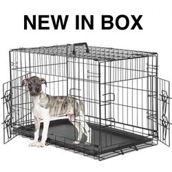 New 30 inch Black Wire Double Door Dog Cage Pet Crate