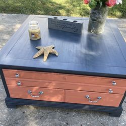 Cool Nautical Coral Grey Coffee Table 