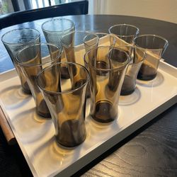 Mid Century Smoke Glass Glassware Set