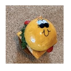 Vintage Lady Cheeseburger Magnet Fridge Magnet Adorable Small Dressed Hamburger
